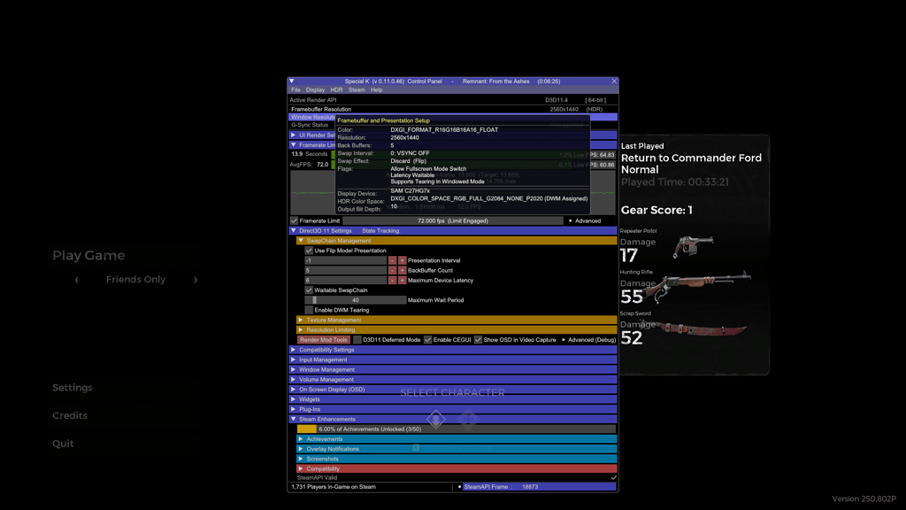 "Supports Tearing In Windowed Mode" Flag When Running Game In
